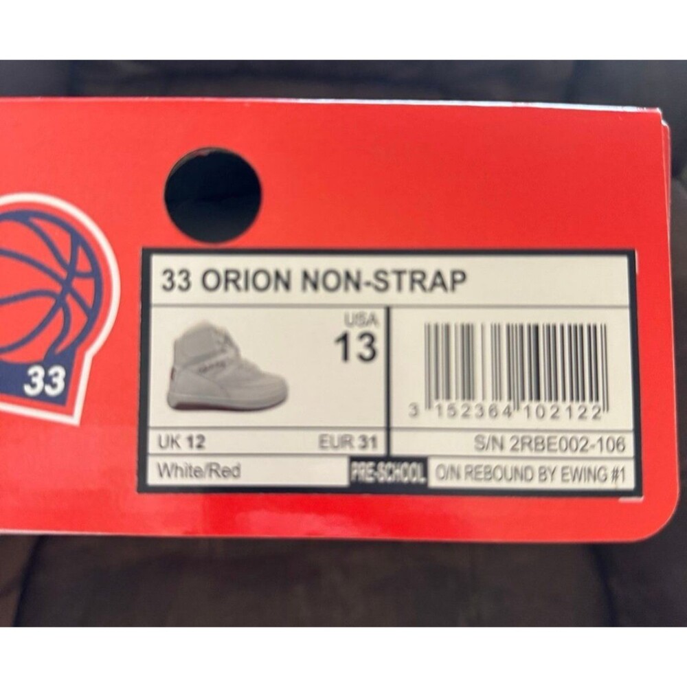 Patrick Ewing Rebound 33 Orion Strap White/Red PS Kids Size 13 Athletic - Picture 8 of 8